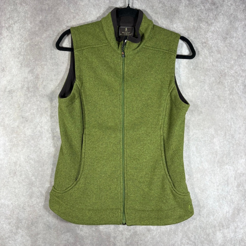 Royal Robbins Vest Women S Green‎ Full Zip Fleece Lined Outdoor Hiking Knit